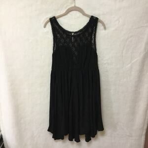 Free People Black Crochet Sleeveless Mini Dress